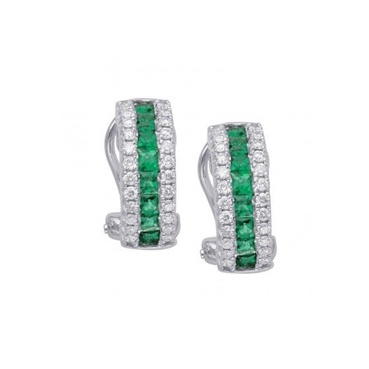 Emerald and Diamond Huggie Earrings