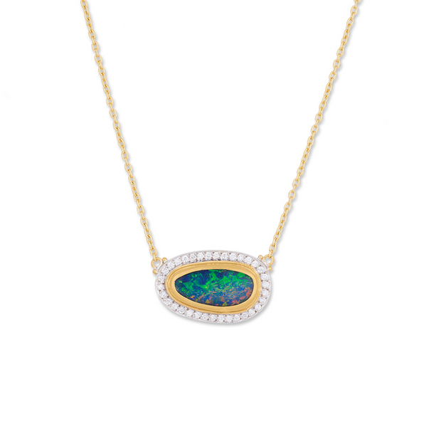 24K Opal and Diamond Necklace