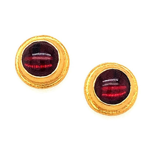 24K Garnet Stud Earrings