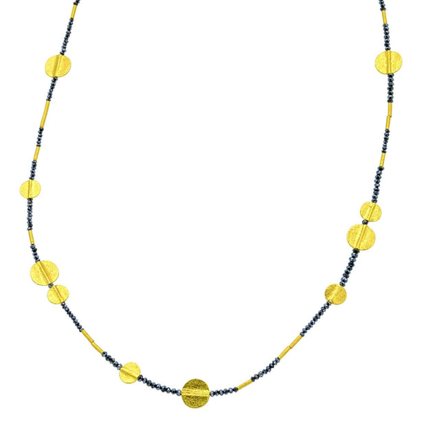 24K Black Diamond Bead Necklace
