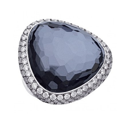 Hematite and Diamond Ring