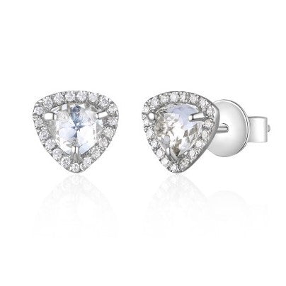 White Topaz and Diamond Stud Earrings