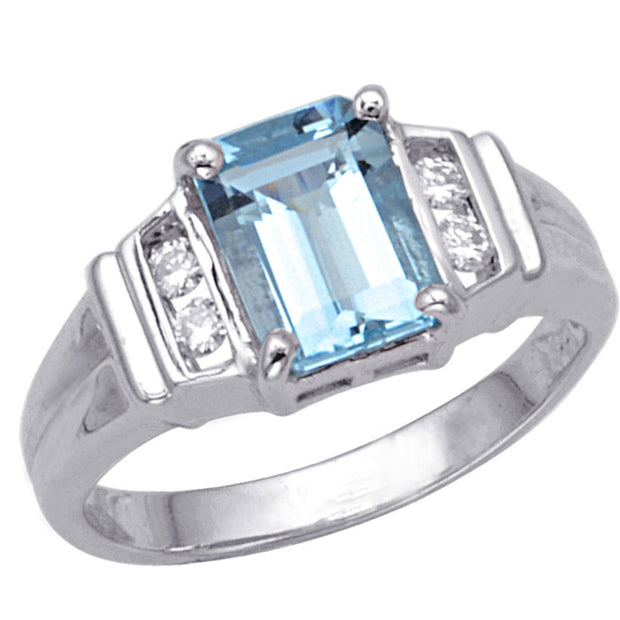 Aquamarine and Diamond Ring