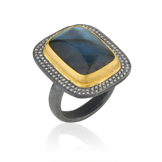 24K Labradorite and Diamond Ring