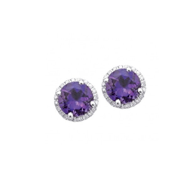 Amethyst and Diamond Stud Earrings