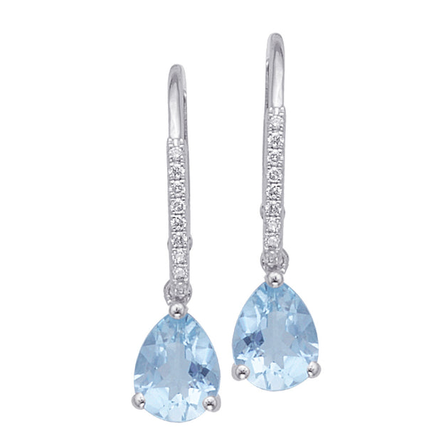 Aquamarine and Diamond Drop Earrings