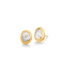 24K Pearl Stud Earrings