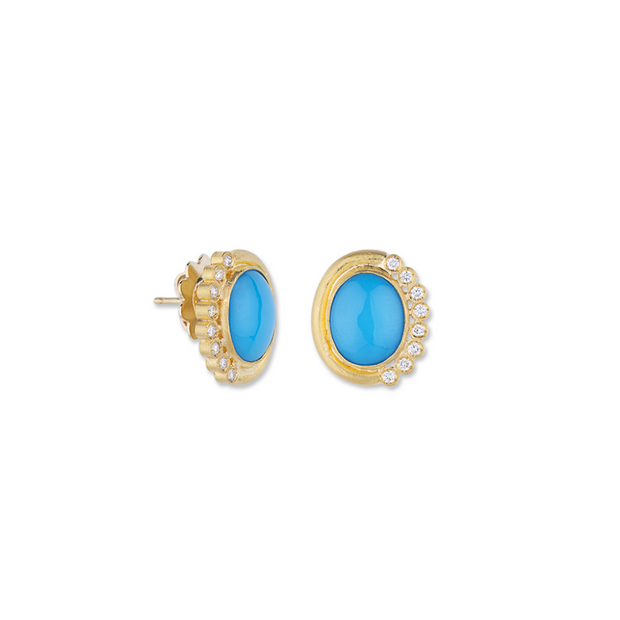 24K Turquoise and Diamond Earrings