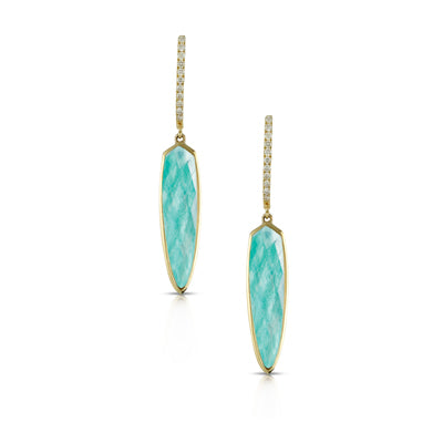 Amazonite and Diamond Earrings