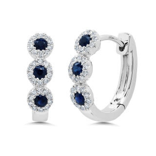 Sapphire and Diamond Huggie Earrings