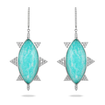 Amazonite and Diamond Earrings