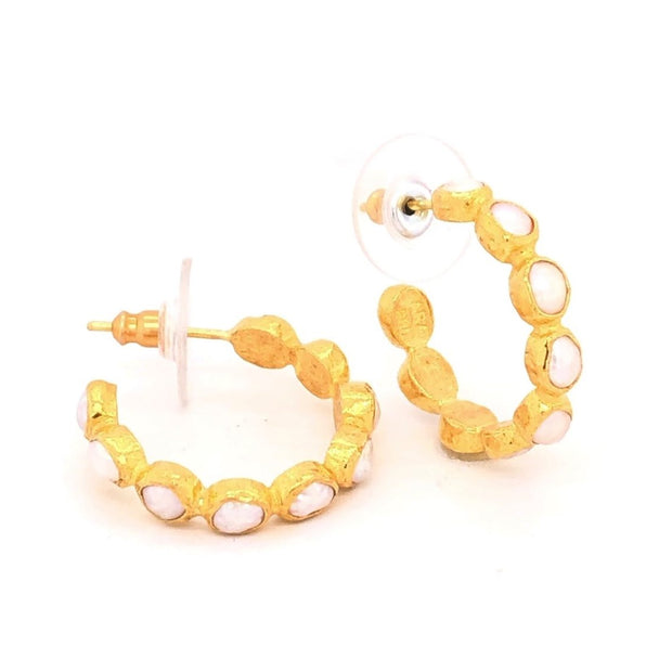 24K Pearl Hoop Earrings