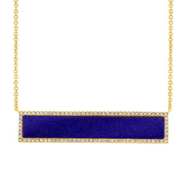 Lapis and Diamond Bar Necklace