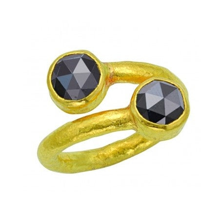 24K Black Diamond Bypass Ring