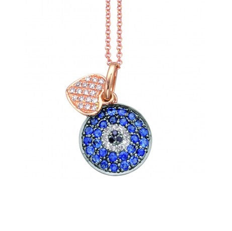 Sapphire and Diamond Evil Eye Pendant