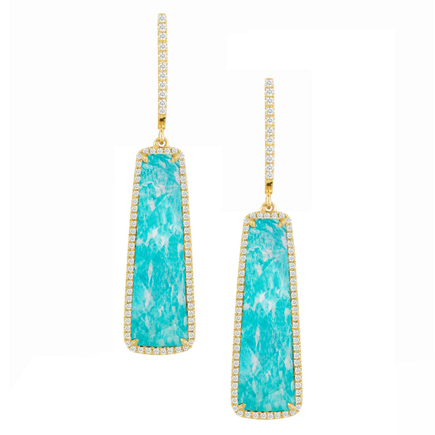 Amazonite and Diamond Earrings