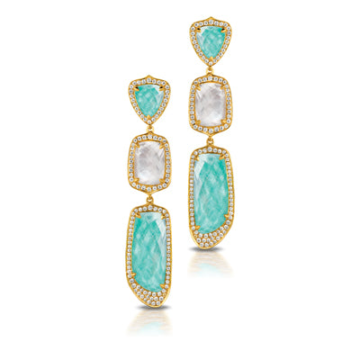 Amazonite and Diamond Earrings