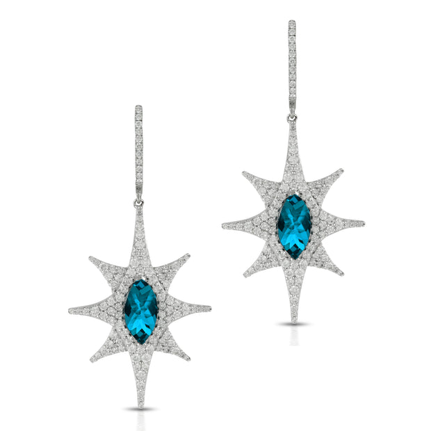 London Blue Topaz and Diamond Earrings