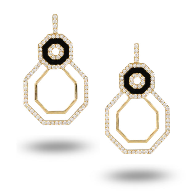 Black Onyx and Diamond Earrings
