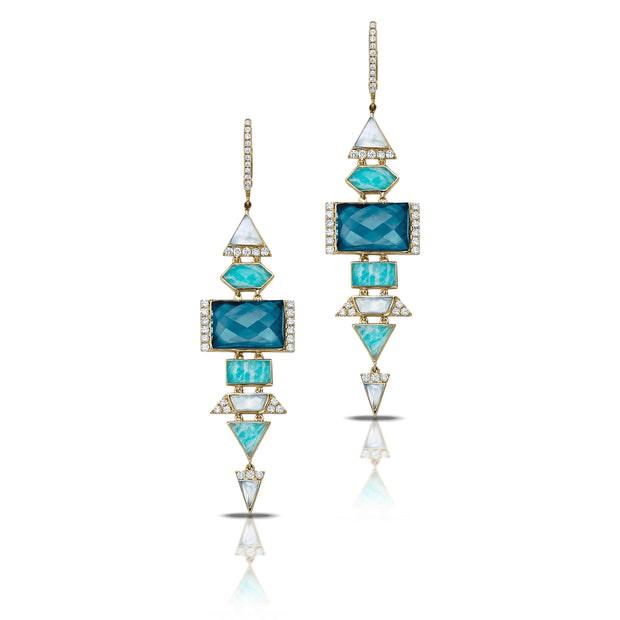 Amazonite and Diamond Earrings