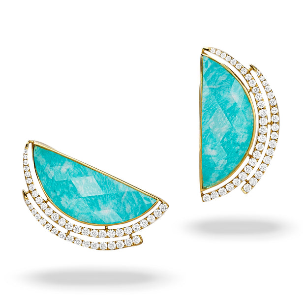 Amazonite and Diamond Earrings
