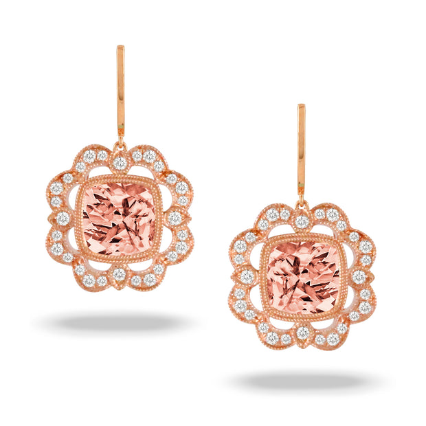 Morganite and Diamond Earrings