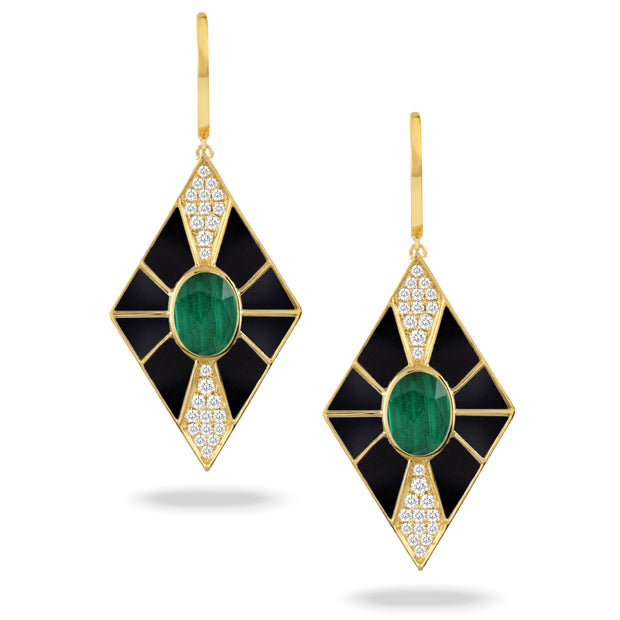 Malachite and Diamond Earrings
