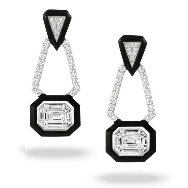 Black Onyx and Diamond Earrings