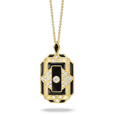 Black Onyx and Diamond Pendant