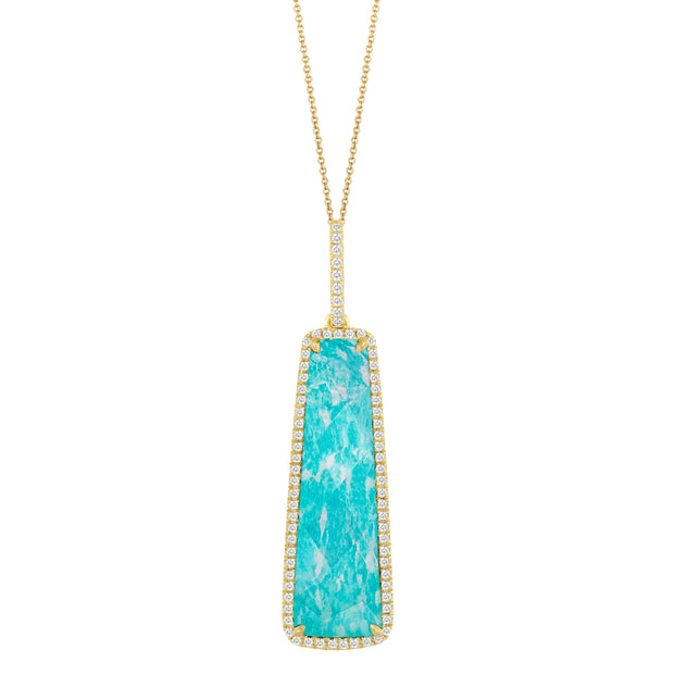 Amazonite and Diamond Pendant