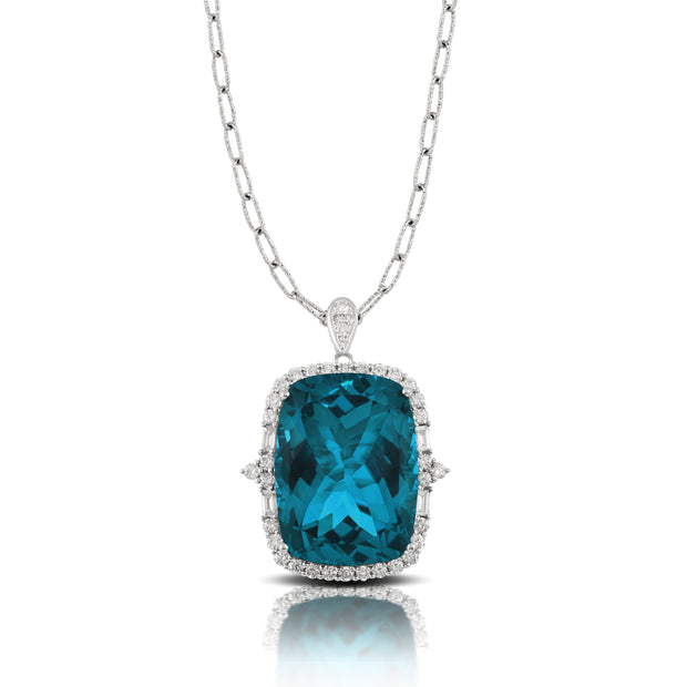 London Blue Topaz and Diamond Pendant