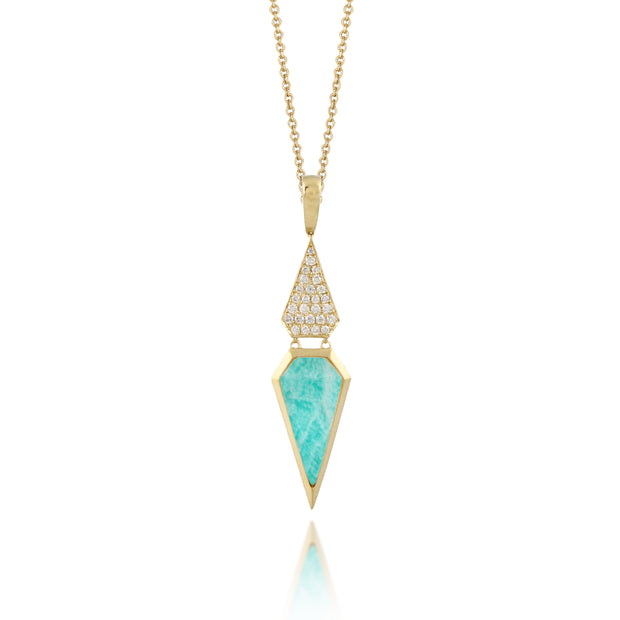 Amazonite and Diamond Pendant