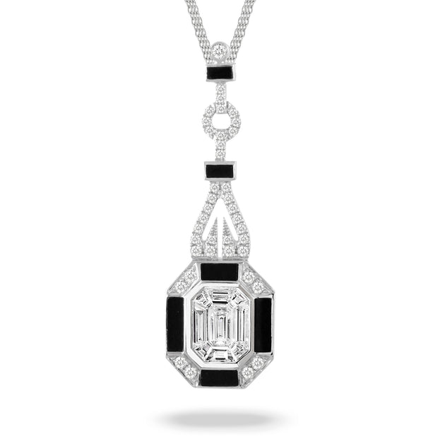 Black Onyx and Diamond Pendant