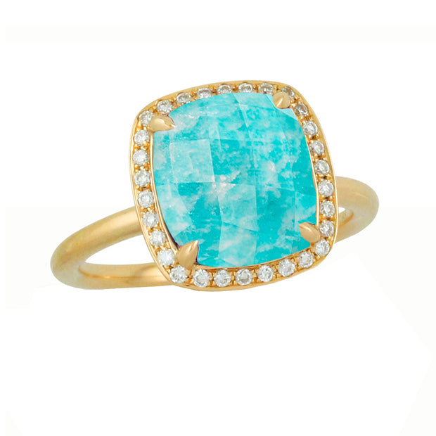 Amazonite and Diamond Ring