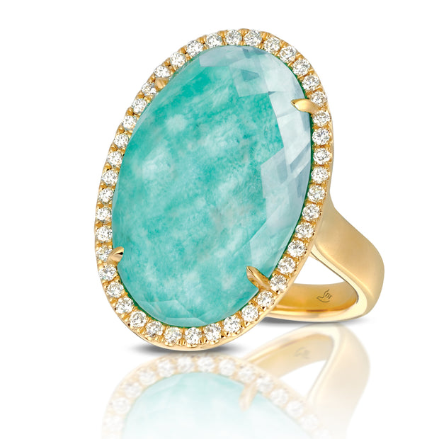 Amazonite and Diamond Ring