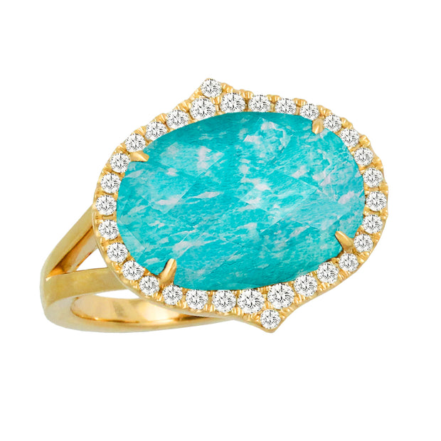 Amazonite and Diamond Ring