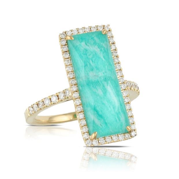 Amazonite and Diamond Ring