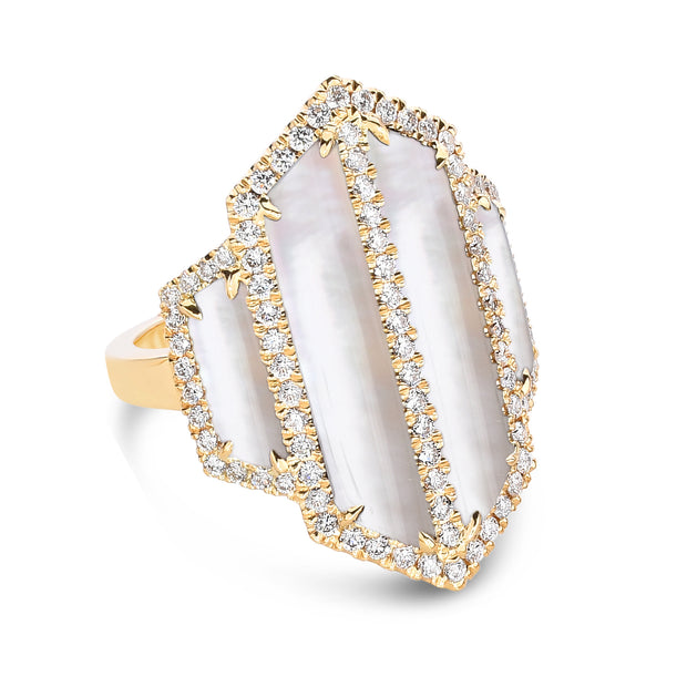 Mother of Pearl and Diamond Ring