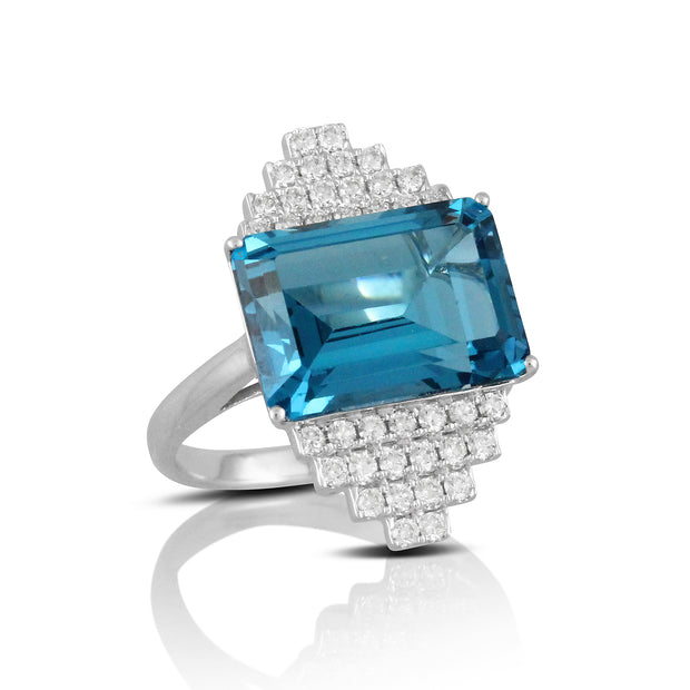 London Blue Topaz and Diamond Ring