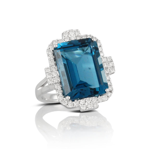 London Blue Topaz and Diamond Ring