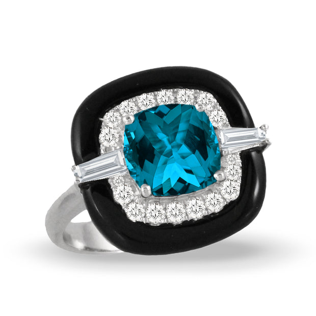 London Blue Topaz and Diamond Ring